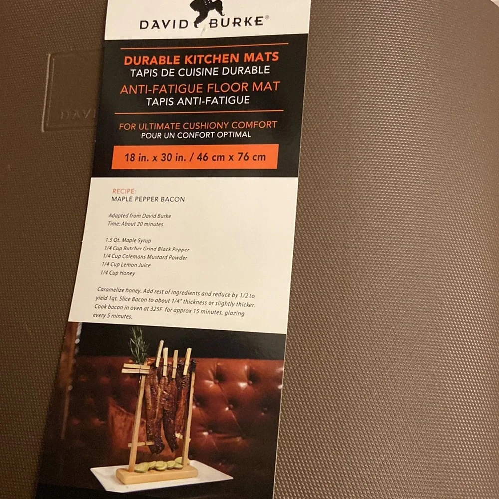 David Burke Brown Basketweave Anti-Fatigue Cushion Kitchen Mat 18 x 30” - Picture 4 of 5